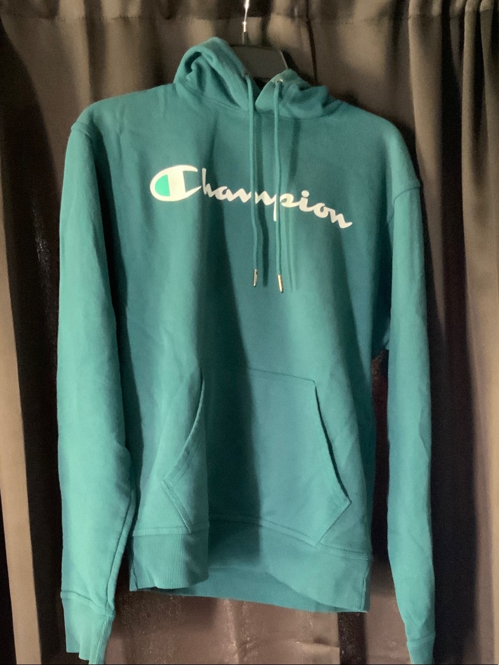 Champion Teal Hooded Sweatshirt with White Logo